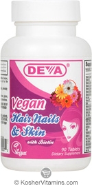 Deva Nutrition Vegan Hair Nails And Skin Not Certified Kosher 90 Tablets  